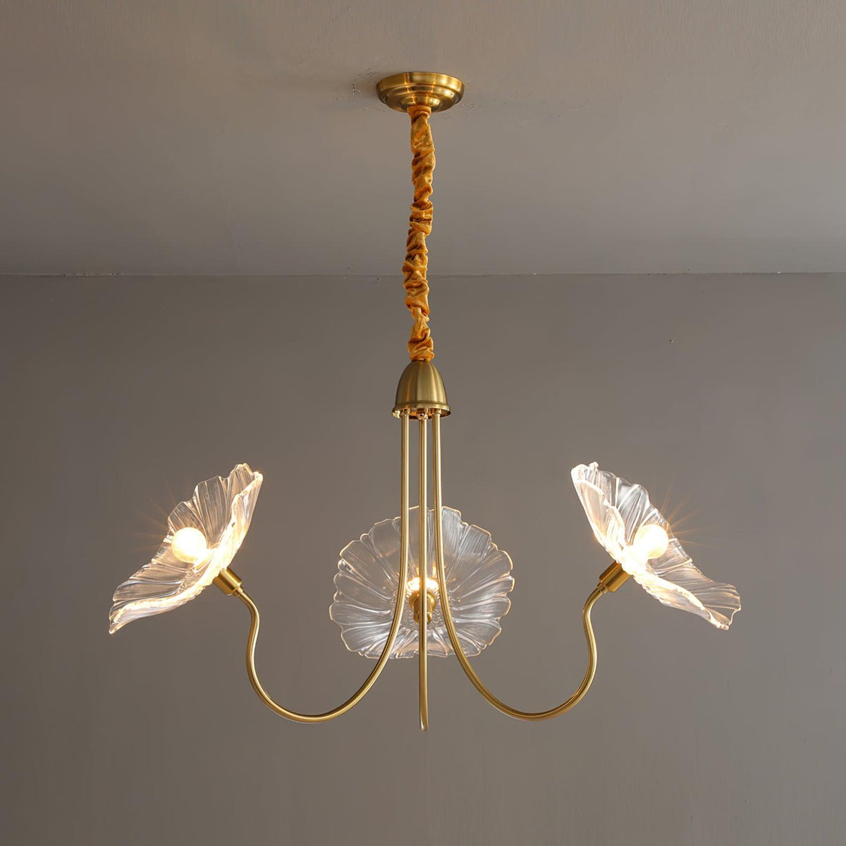 Modern Lotus Leaf Glass Living Room Chandelier