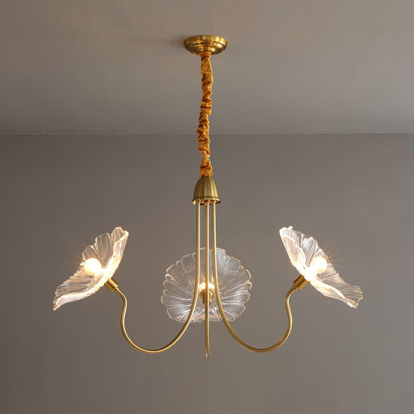 Modern Lotus Leaf Glass Living Room Chandelier