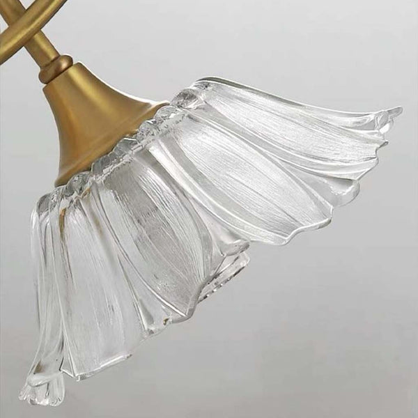 Lotus Wall Sconce Lamp French Brass Glass Flower