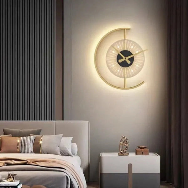 Nordic Clock Decorative Wall Light Beside Bed