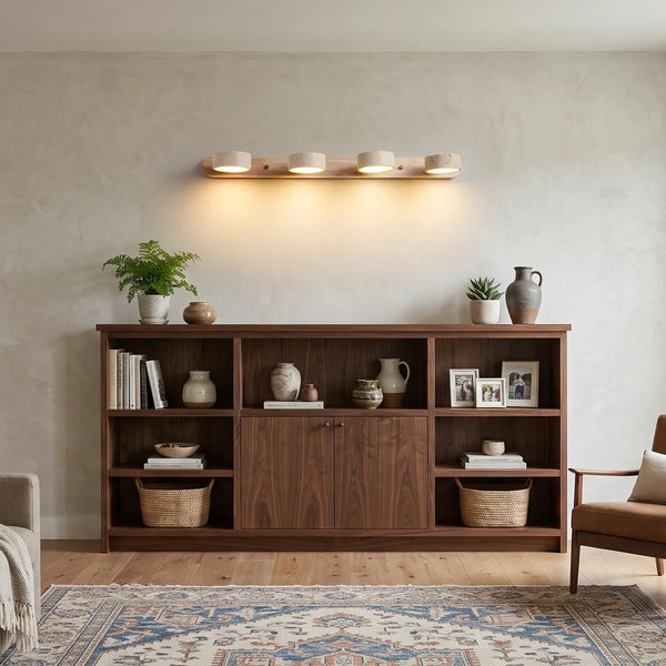 Travertine Duo Wood Wall Light
