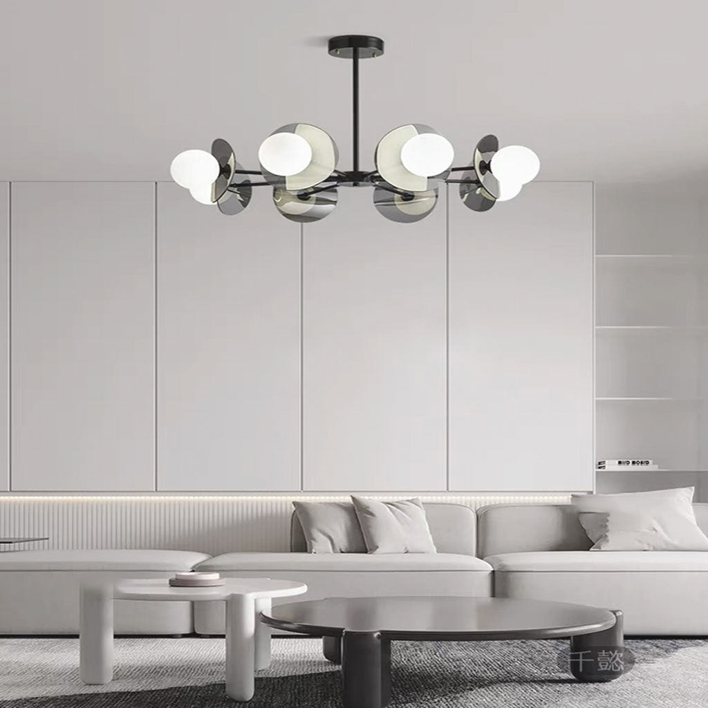 Living Room Chandelier Modern Italian Black Copper White Glass Globe