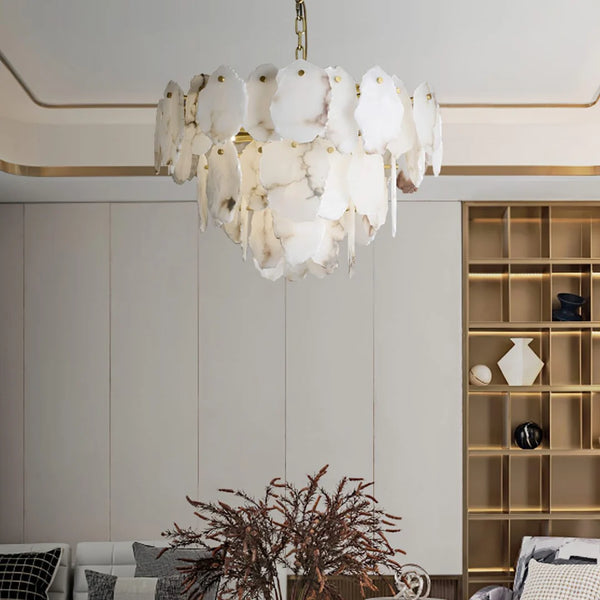 Luxury Alabaster Brass Chandelier