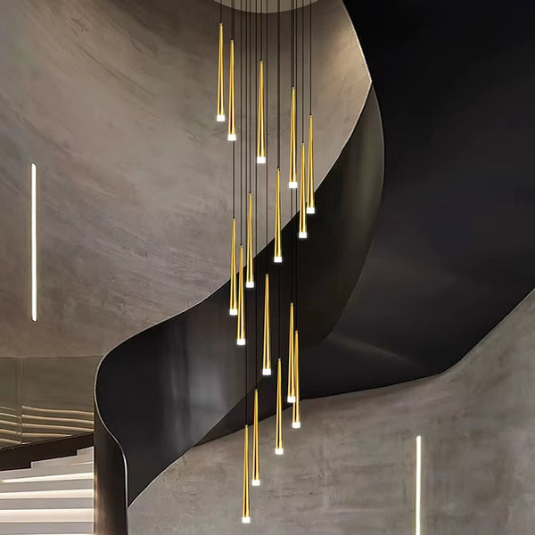 Contemporary Black LED Pendant Light for Stairwell