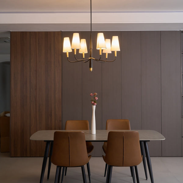 Lyshae Vintage Industrial Brass Fabric Chandelier