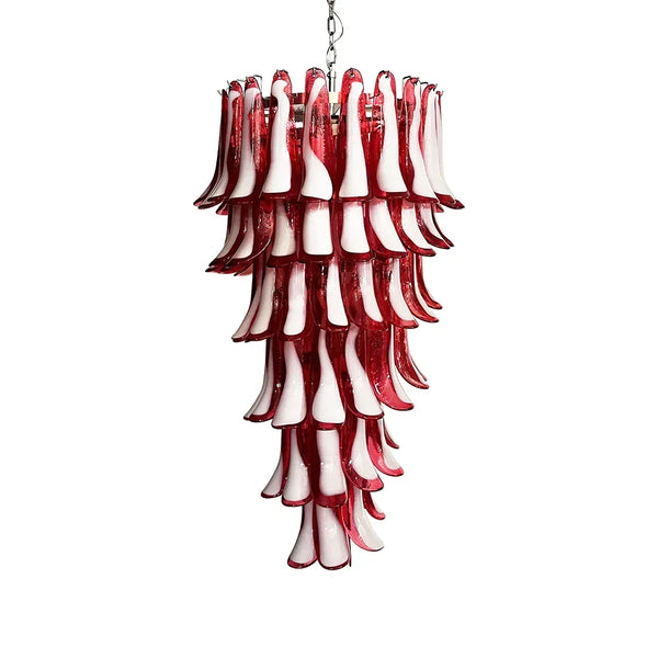 Spiral Red Glass Petals Chandelier