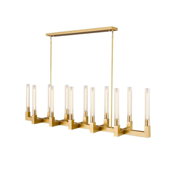 Brass Glass Linear Chandelier