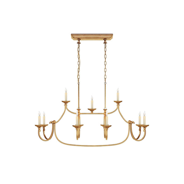 Ercare Vintage Industrial Linear Brass Fabric Chandelier