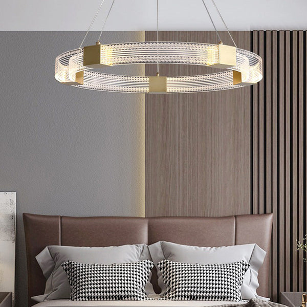 Circular LED Pendant Light Luxury Ring for Bedroom