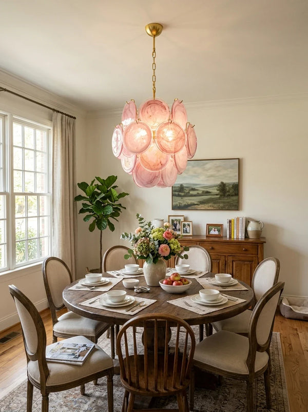 Rosalind Pink Disc Glass Chandelier