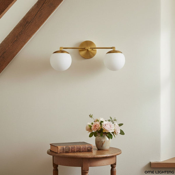 Pearl Milk Glass Brass Wall Sconce