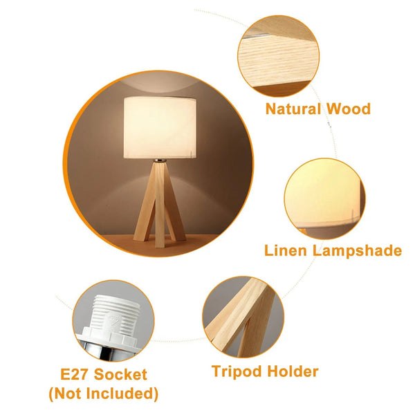 Hugo Wooden Bedside Lamp