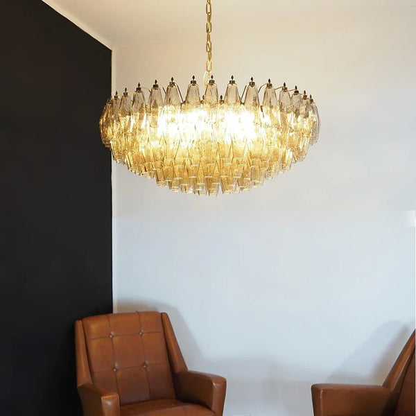 Faceted Smoked Chandelier