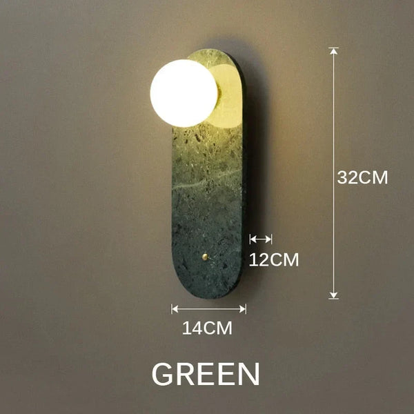Marble Wall Sconce | Green & White Stone | CLND047