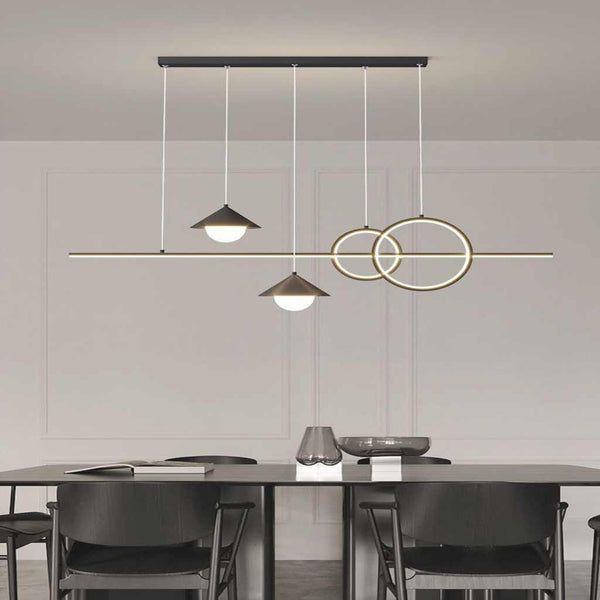 Chandelier Modern Minimalist Geometric Linear LED, Black / White