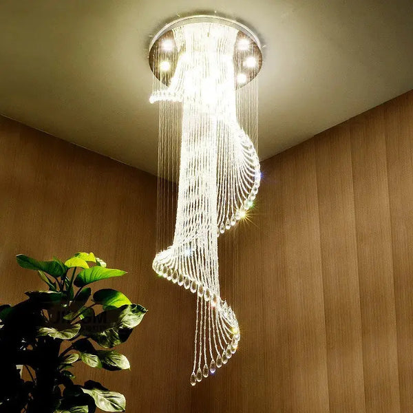 Modern Spiral Crystal Staircace Ceiling Chandelier