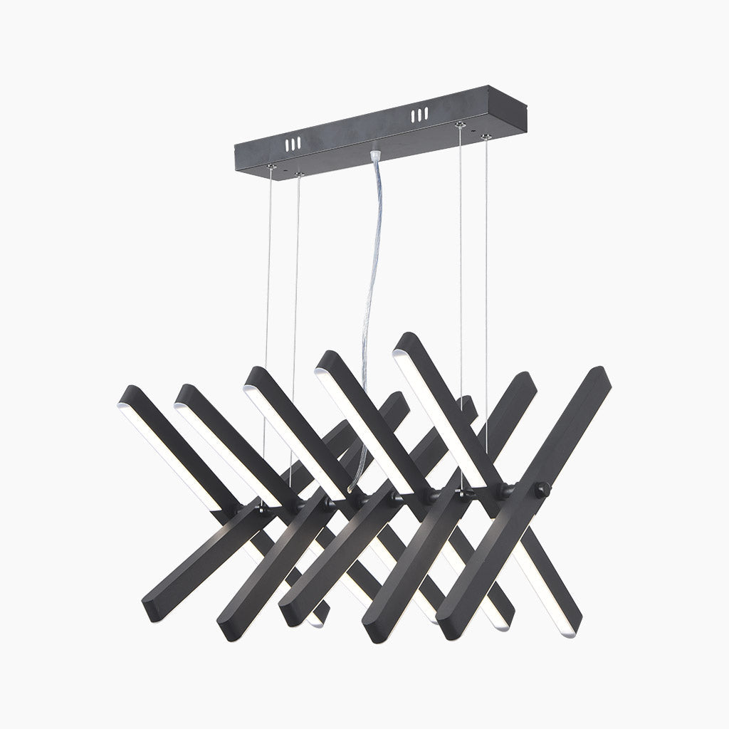 Pendant Chandelier Elegant Linear Piano Keys Aluminum, Black
