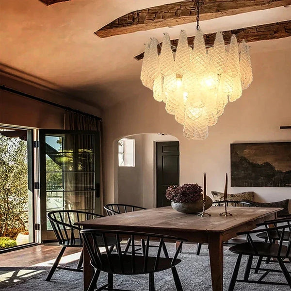 Jia Vintage Glass Water Drop Staircase Chandelier