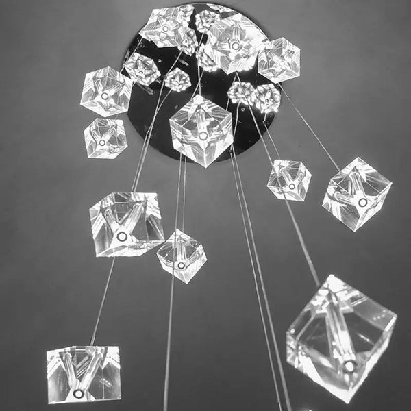 Modern Crystal Square Chandelier for Staircase