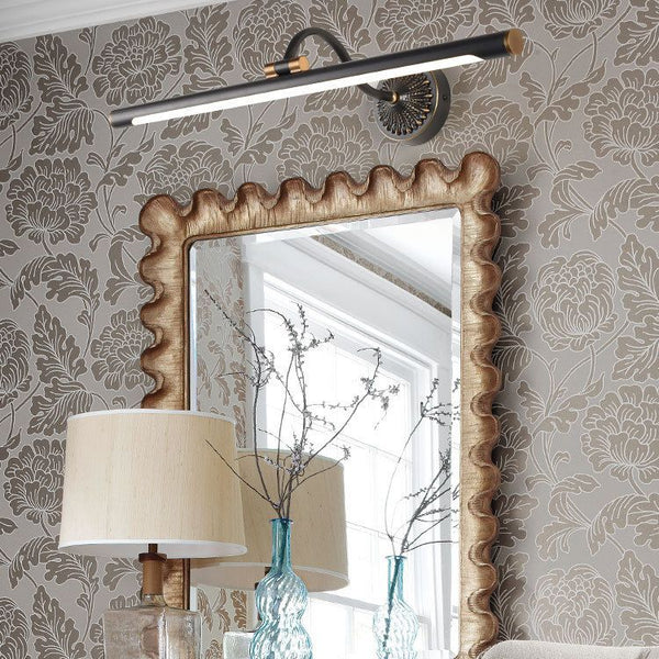 Tiffany Black Adjustable Reading Spotlight Wall Lamp, Metal/Wood