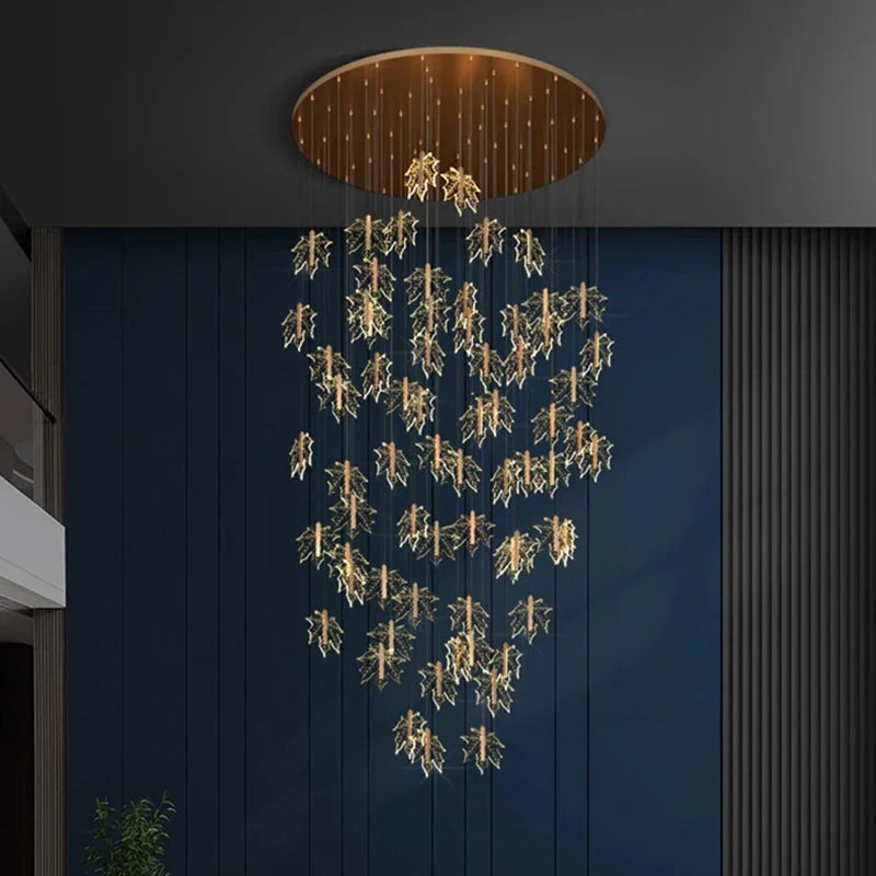 Bely Nordic Gold Long Stairwell Chandelier - Ceiling Light