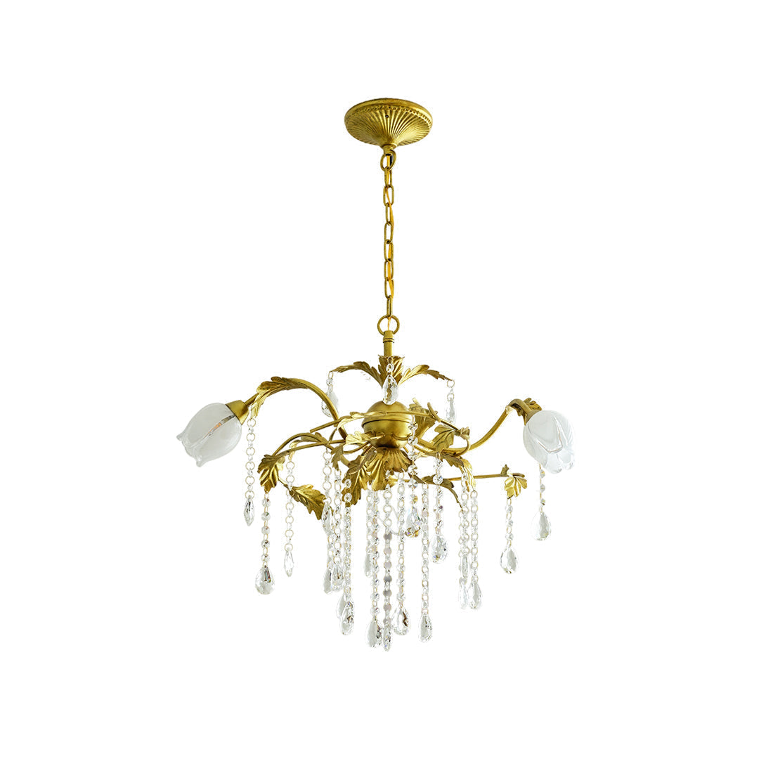 Vasorus Vintage Industrial Brass Crystal Chandelier
