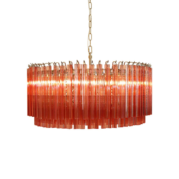 Round Pink Prism Chandelier