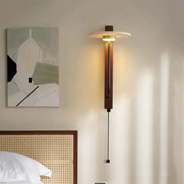 Umbrella Aura Arm Travertine Wall Lamp