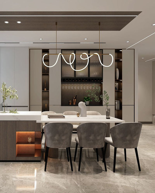 Rope Led Linear Brass Chandelier
