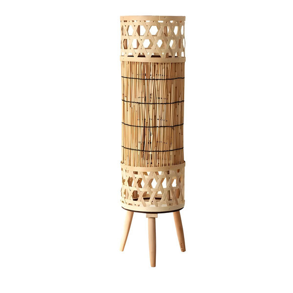 Knitted Bamboo Tower Lamp | Handwoven Lattice | CLND046
