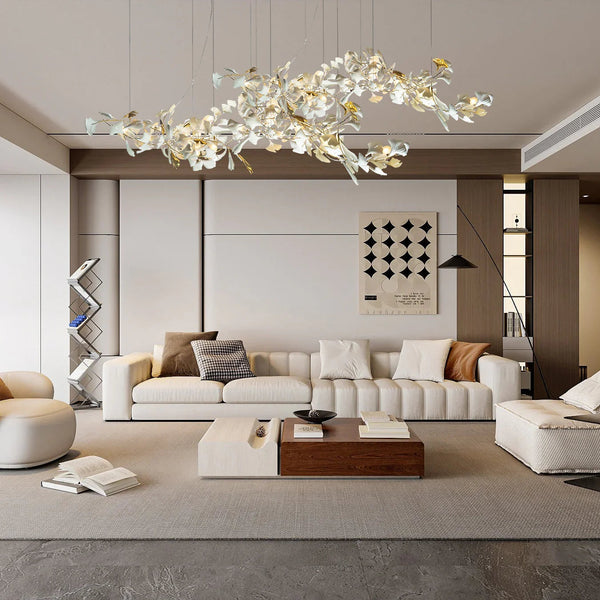 Gold White Leaves Combination Gingko Chandeliers