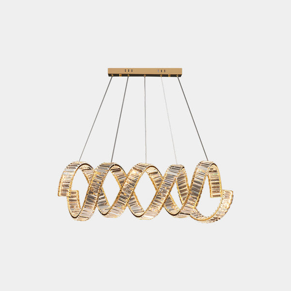 Chandelier Luxury Metal Crystal Wave Spiral LED, Gold