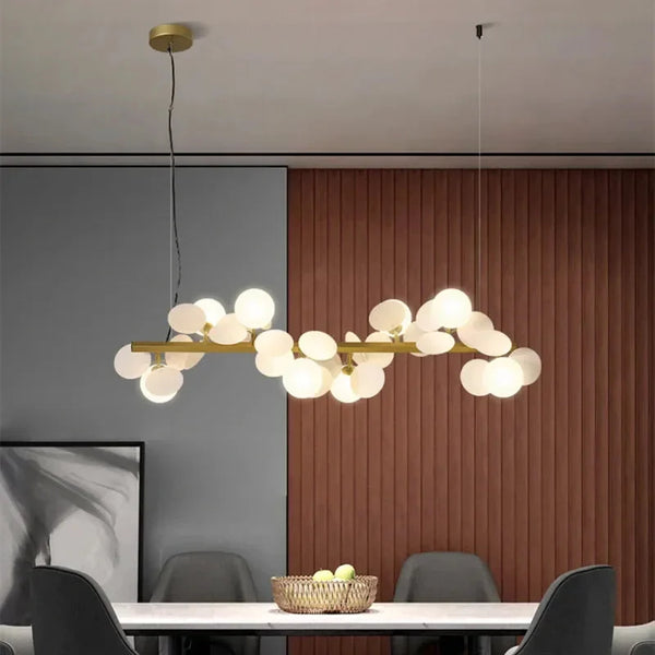 Eli Glass Globes Linear Chandelier For Dining Room