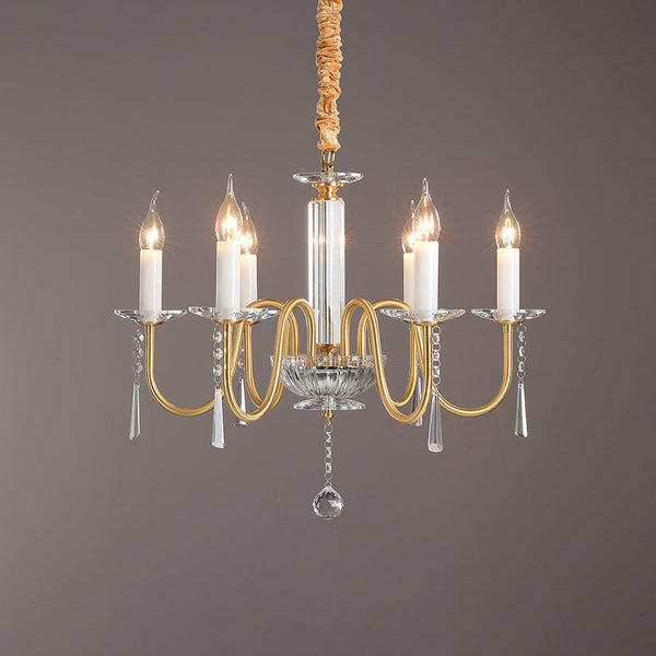 Ilphaara Postmodern Luxury Brass Crystal Chandelier