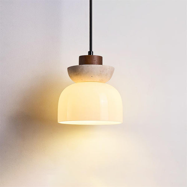 Ritta Travertine Dome Glass Pendant Light
