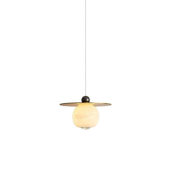 Alvarel Cord Brass Alabaster Pendant Light