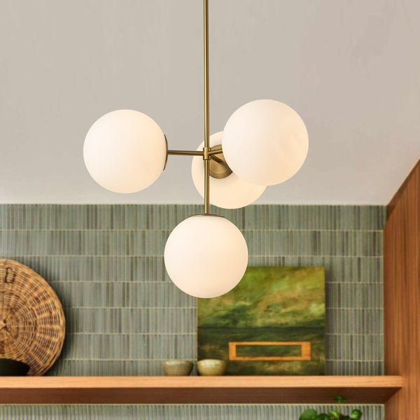 Astria Minimalist Opal Glass Semi Flush Chandelier