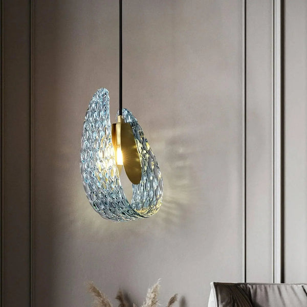 Petal Blue Glass Pendant Light
