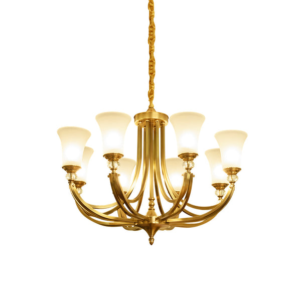 Ordoran Vintage Industrial Brass Glass Chandelier