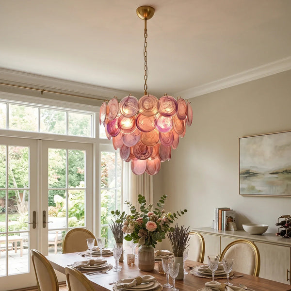Seraphine Iridescent Pink Disc Chandelier