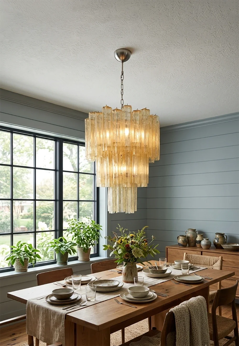 Elegant Yellow Tube Chandelier