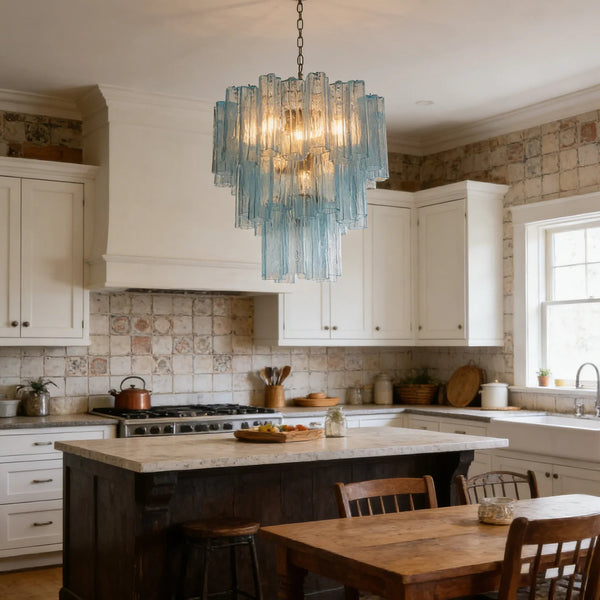 Elegant Blue Tube Chandelier