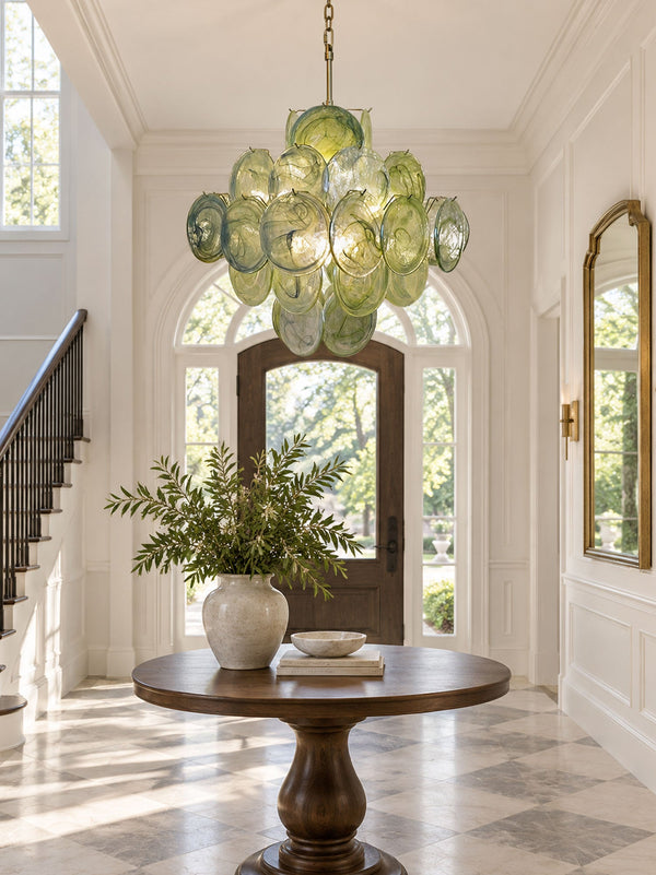 Verdant Bloom Glass Chandelier