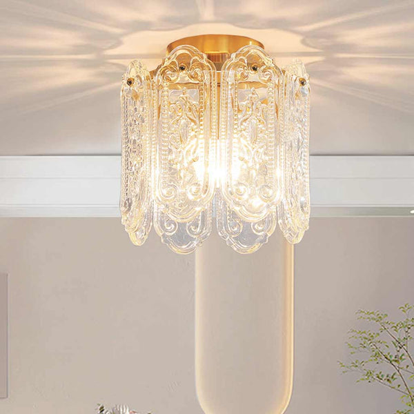 Ceiling / Pendant Light French Floral Carved Glass