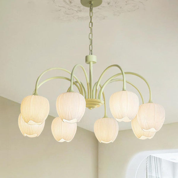 Chandelier Nordic Cream Branch Glass Tulip Flower