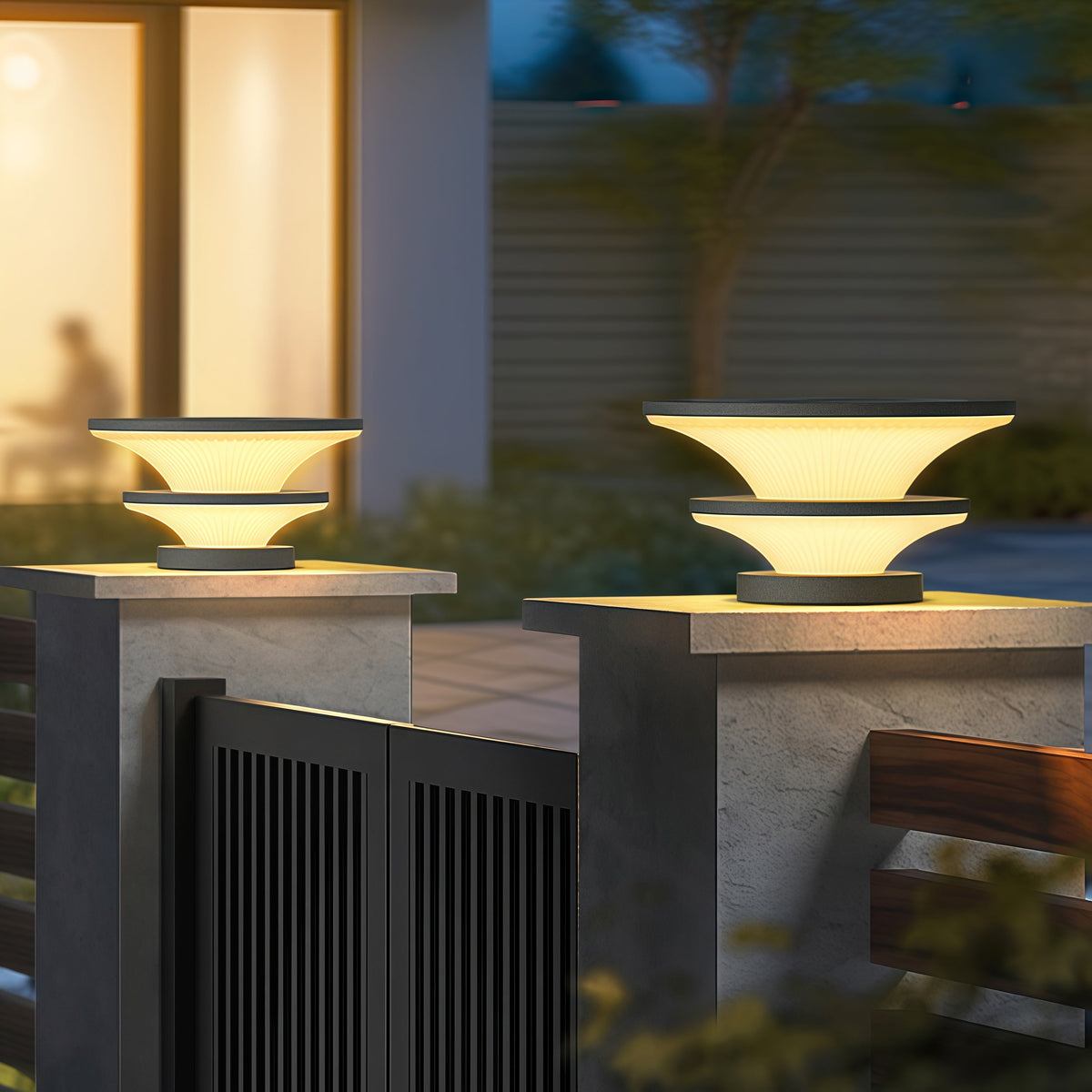 Ardaira Round Modern Steel Outdoor Patio Pillar Lights