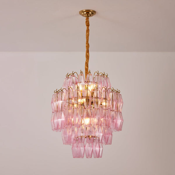 Pink Glass Prism Chandelier