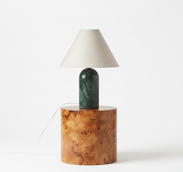 Green Marble Table Lamp | Linen Shade | CLGHMAR785