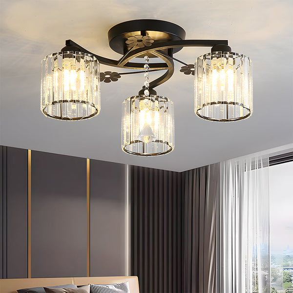 Modern Crystal Semi Flush Living Room Ceiling Light