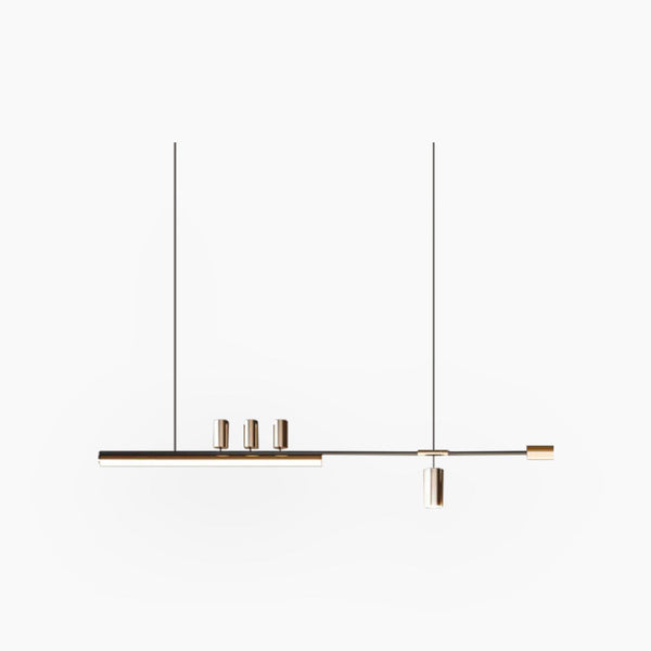 Pendant Light Minimalist Art Deco Long Linear LED, Black & Gold